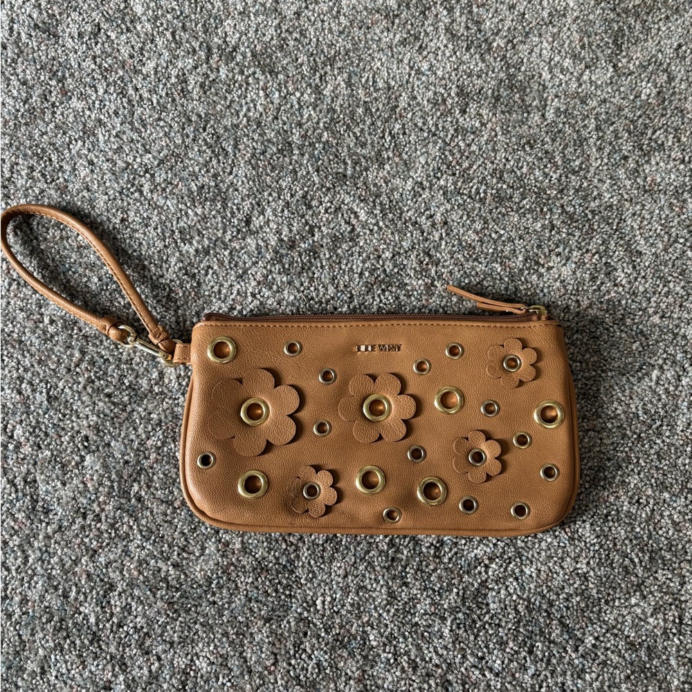 Kate Spade Brown Leather Clutch with Floral Cutouts